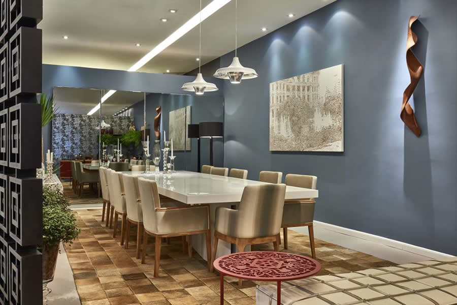Gesso Para Sala De Jantar E Estar ~ Sala de Jantar om Papel de Parede Amarelo e Azul Gesso Para Sala De Jantar E Estar ~ Sala de Jantar om Papel de Parede Amarelo e Azul
