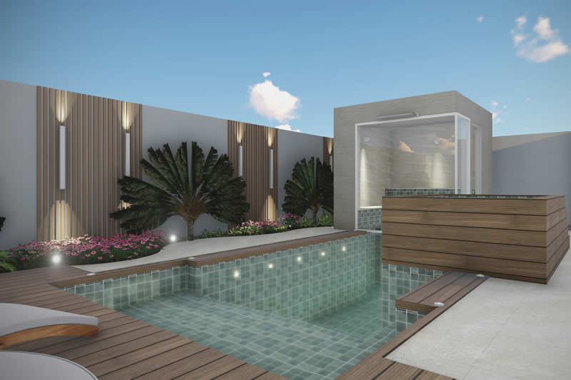 Piscina com sauna