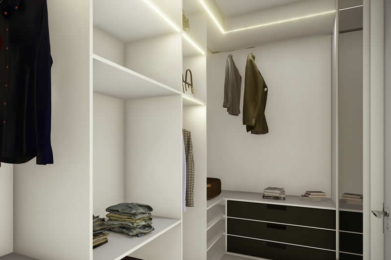 Closet com fita de led