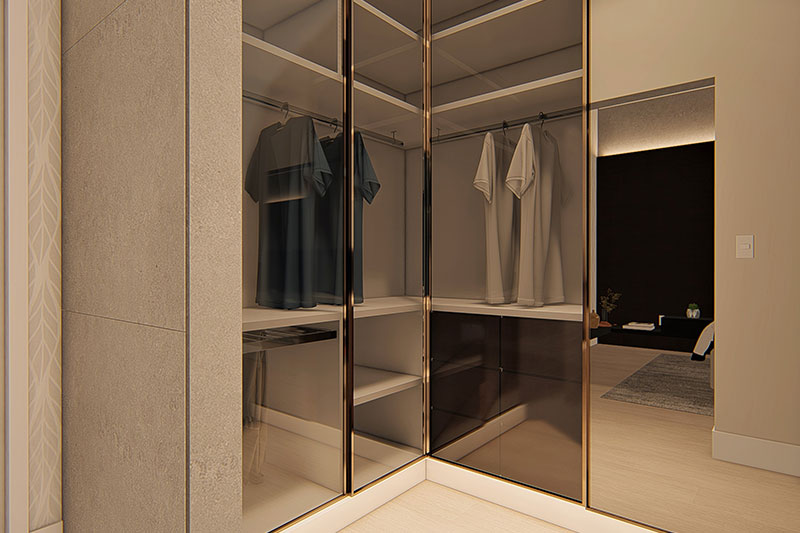 Closet com detalhes em vidro 