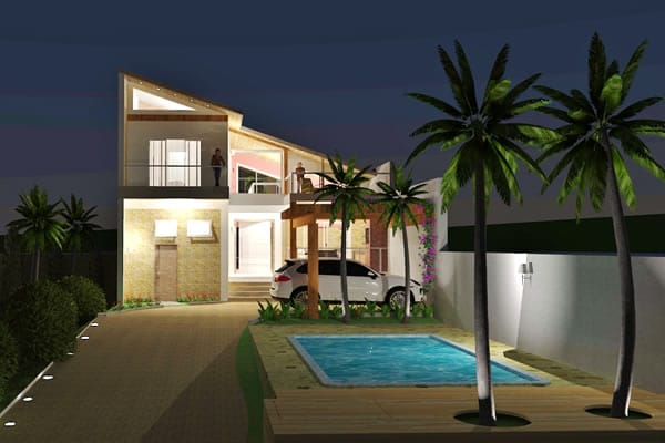 Casa com varanda e piscina