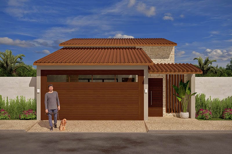 Planta com telhado inclinado - Projetos de Casas, Modelos de Casas