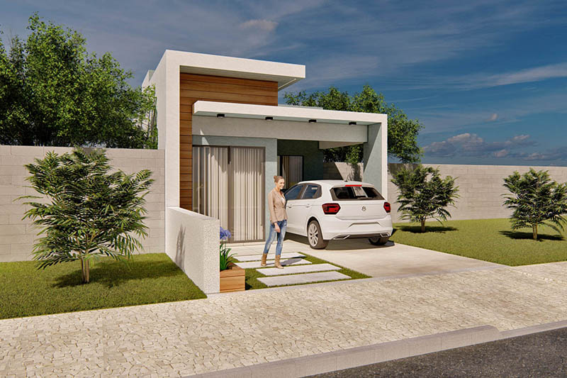 Planta de casa térrea com 50m²