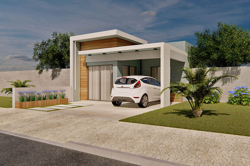 Planta de casa térrea com 60m²