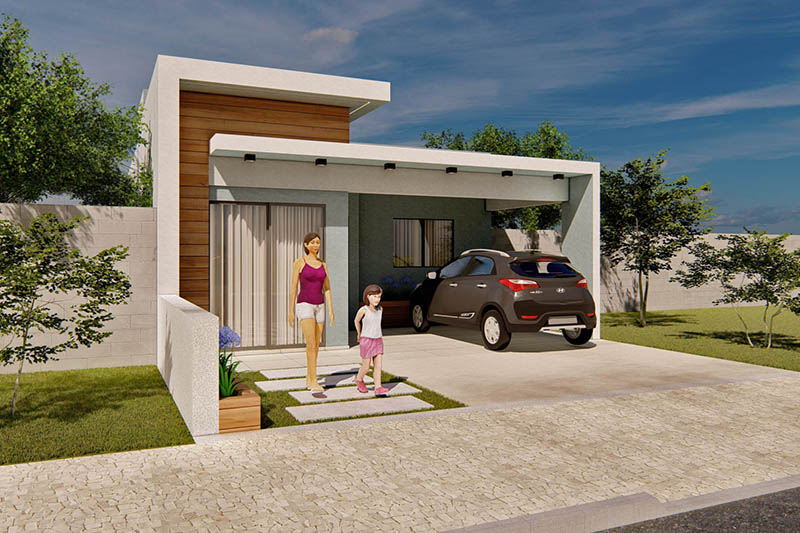 Projeto de casa térrea com 70m²