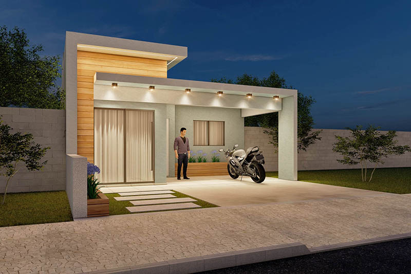 Projeto de casa térrea com 70m²