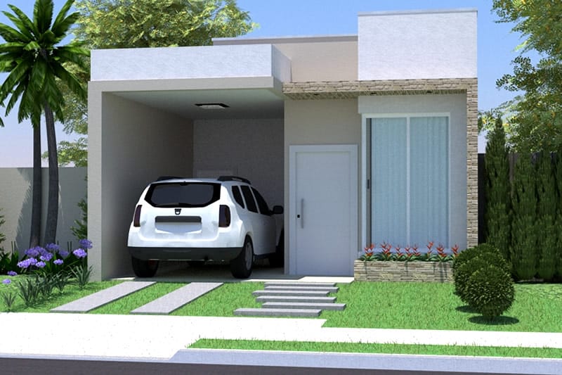 Planta de casa simples com garagem - Projetos de Casas, Modelos de Casas e Fachadas  de Casas