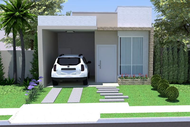 Planta de casa simples com garagem