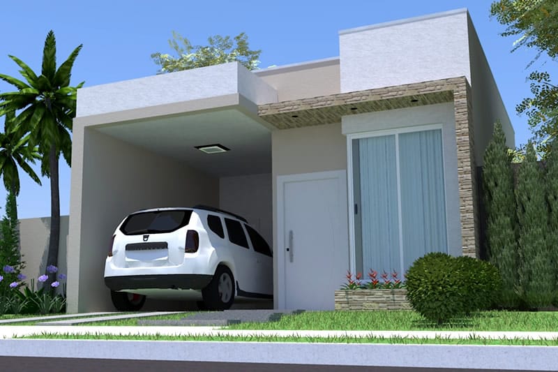 Planta de casa simples com garagem