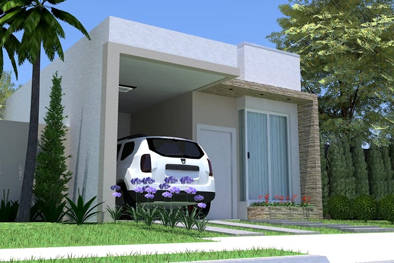 Planta de casa simples com garagem