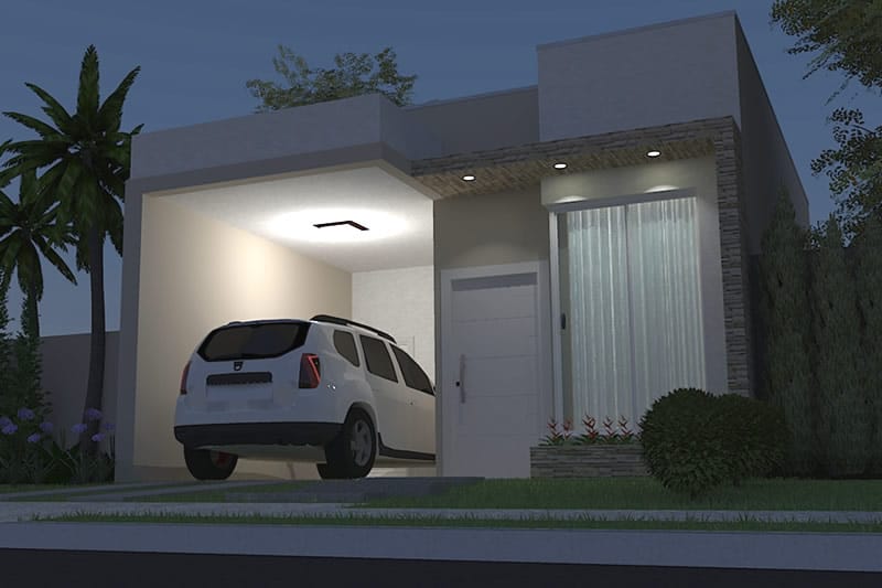 Planta de casa simples com garagem