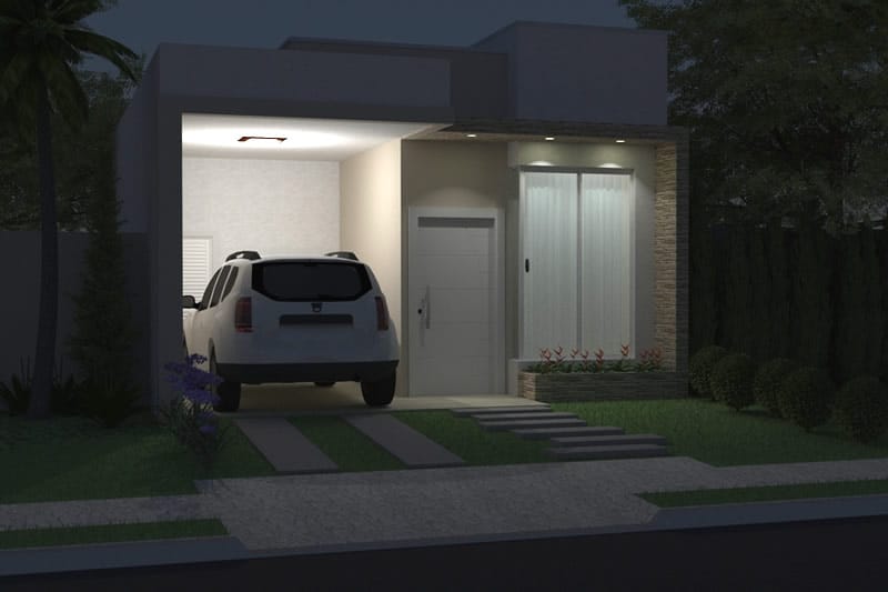 Planta de casa simples com garagem