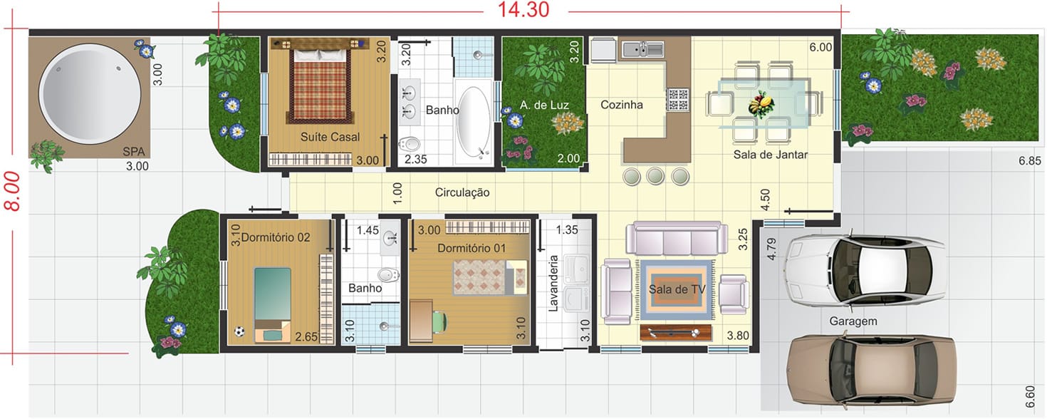 Planta De Casa Terrea Com Garagem Ampla Projetos De Casas