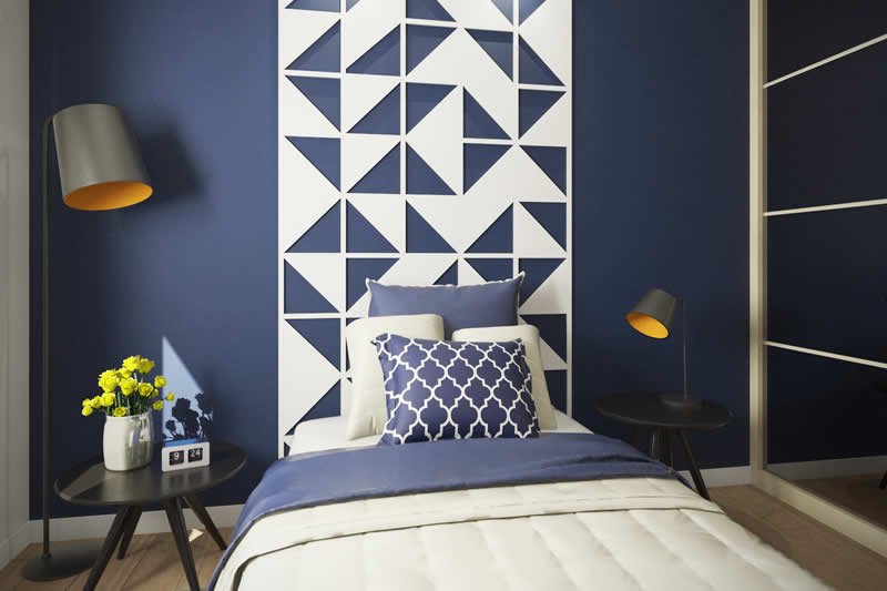 Quarto jovem azul