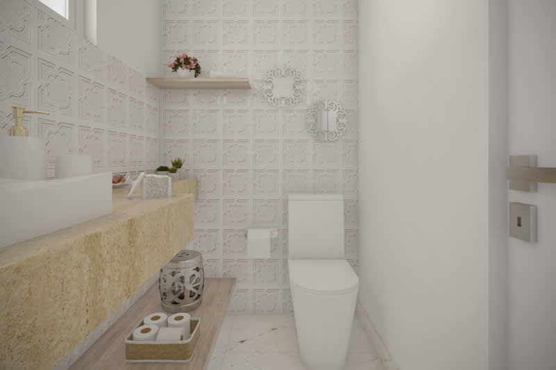 Lavabo com revestimento branco