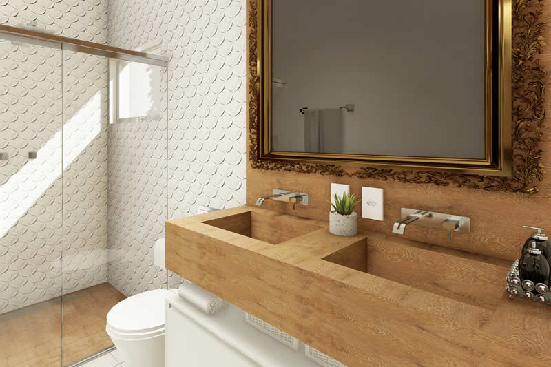 Banheiro com espelho clássico
