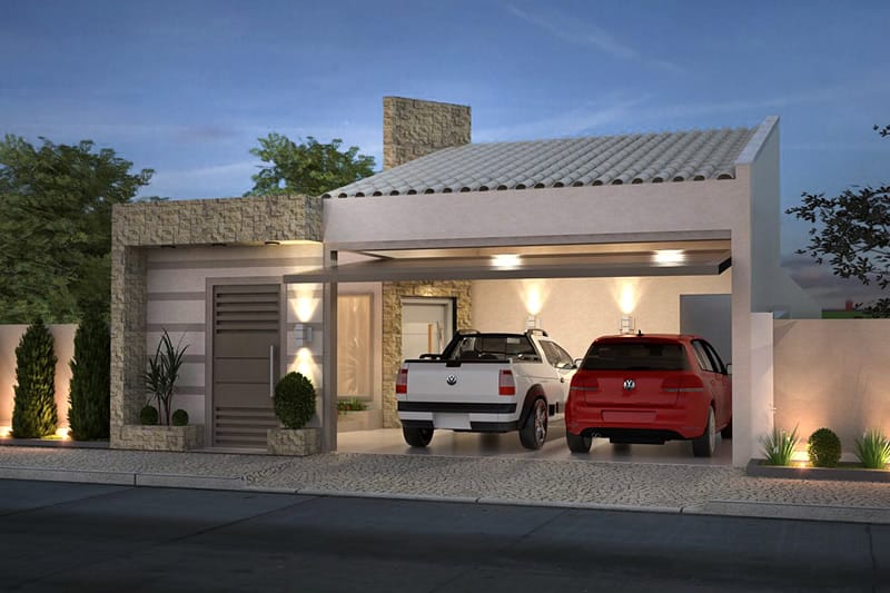 Casa com garagem para dois automóveis