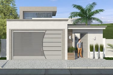 Projeto de casa com pé direito alto de vidro