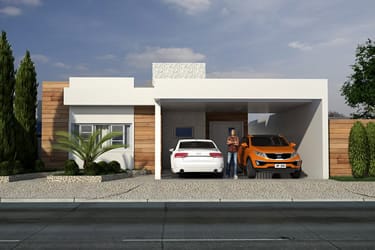 Modelo de casa com 2 suites e 1 quarto