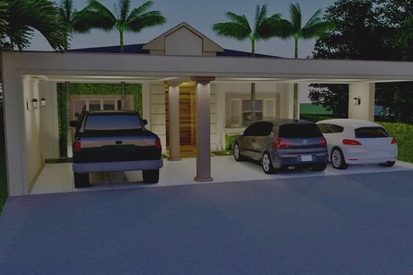 Planta de casa com 3 vagas na garagem