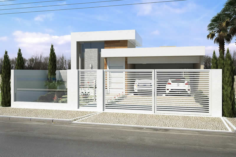 Modelo de casa com muro de viro