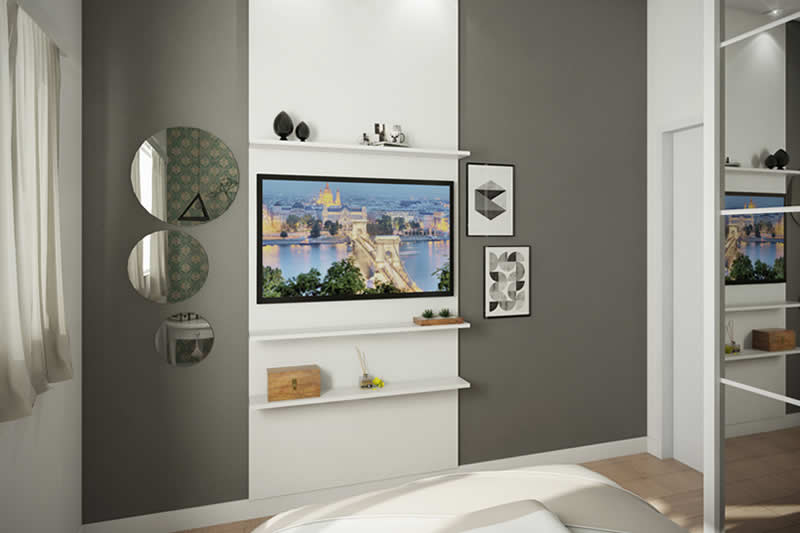 Quarto individual com TV