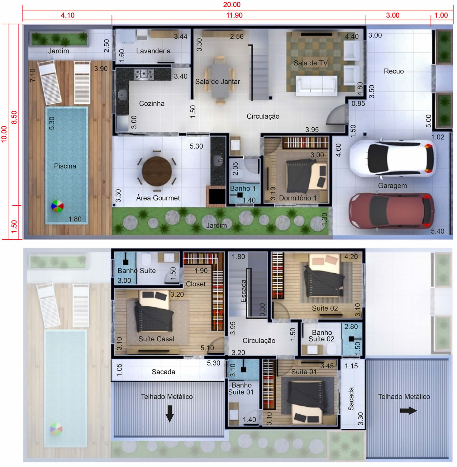 Planta De Sobrado Com 4 Quartos Projetos De Casas Modelos De